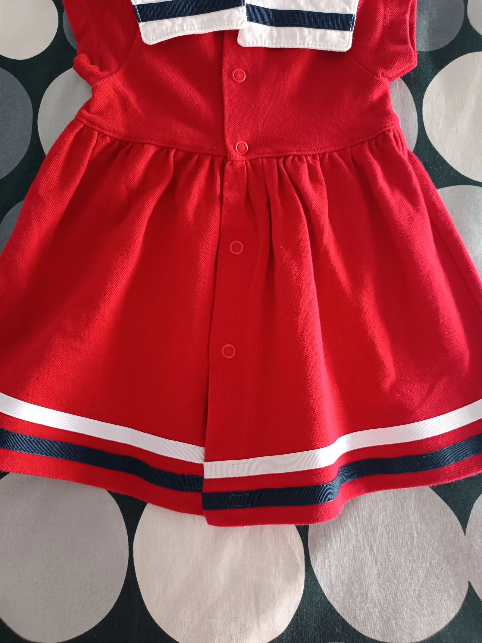 Vestido Girandola 3 meses - Rojo Náutico & Cuello Blanco – photo 6